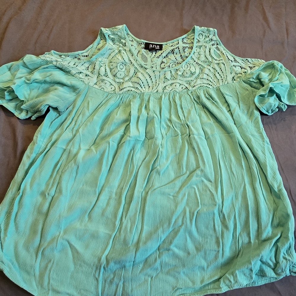 a.n.a Turquoise Lace Blouse